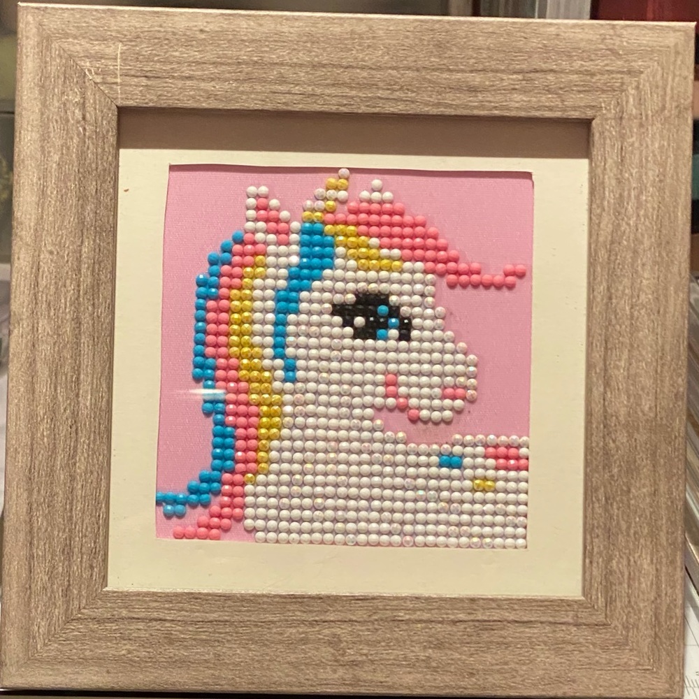 6 1/2 X 6 1/2 Unicorn Diamond Dot Art